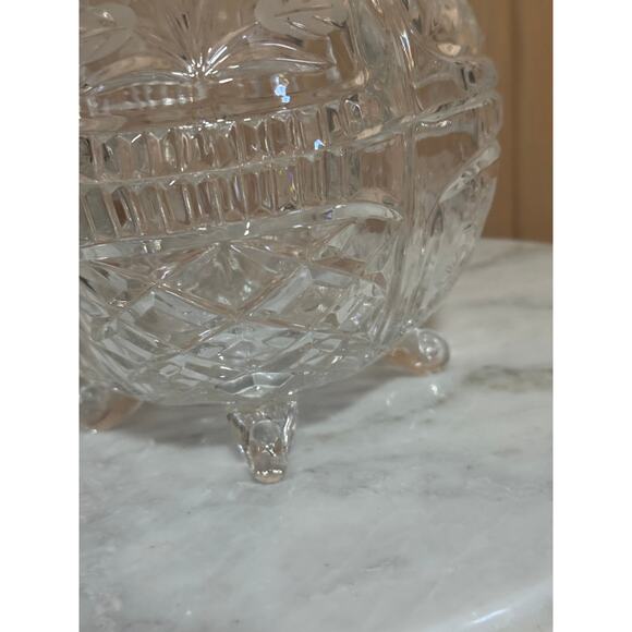 Vintage Cut Crystal Covered Footed Candy Dish - Picture 4 of 13